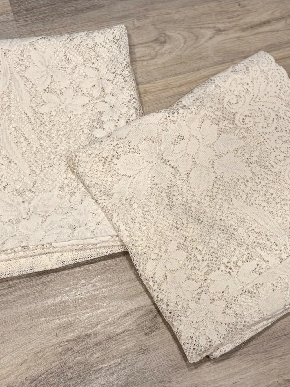 Ivory Cotton Floral Lace Victorian Double Rod Curtains 60